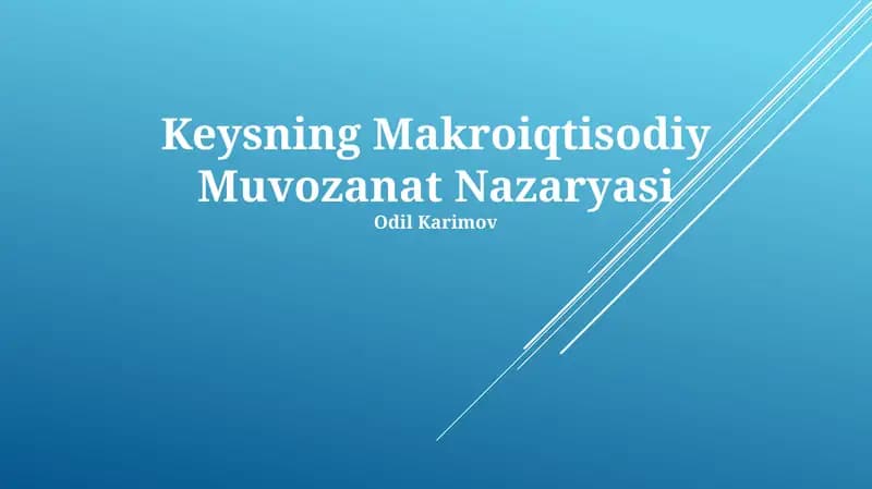 Keysning Makroiqtisodiy Muvozanat Nazaryasi