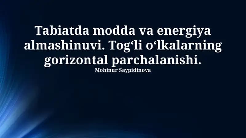 Modda va energiya almashinuvi