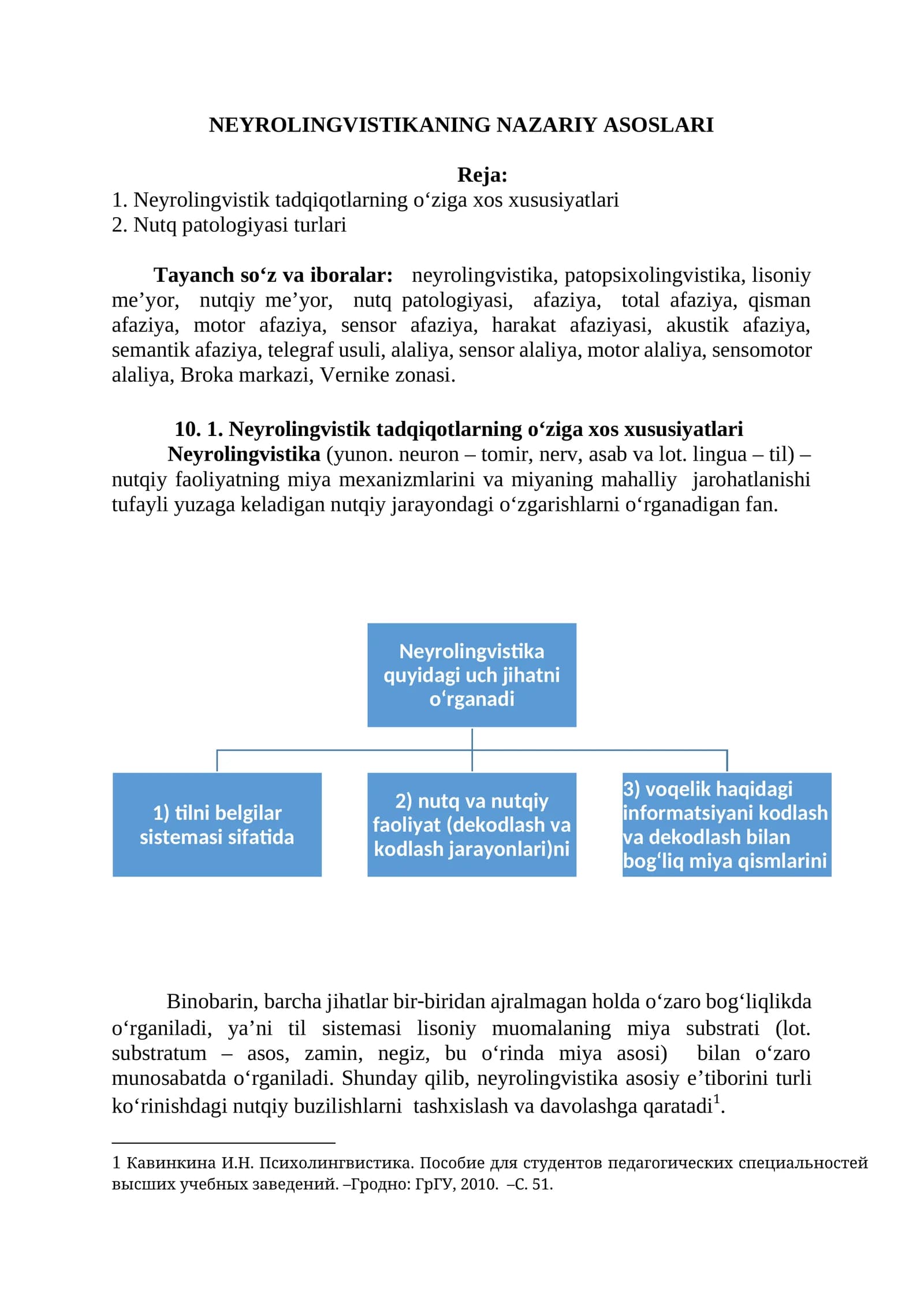 NEYROLINGVISTIKANING NAZARIY ASOSLARI