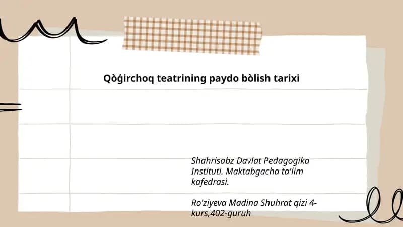 Qo'g'irchoq teatrining paydo bòlish tarixi