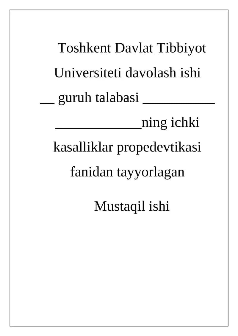 Bemorlarni mustaqil soʻrab surishtirish