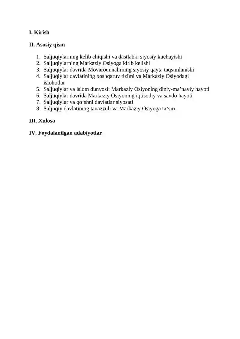 Saljuqiylar davrida Markaziy Osiyo siyosati.