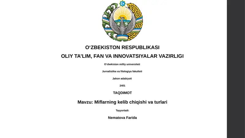 Miflarning kelib chiqishi va turlari