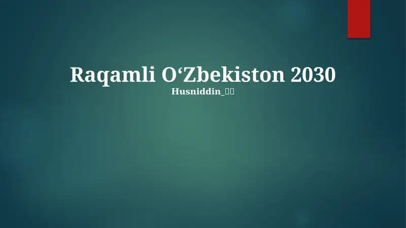 Raqamli OʻZbekiston 2030