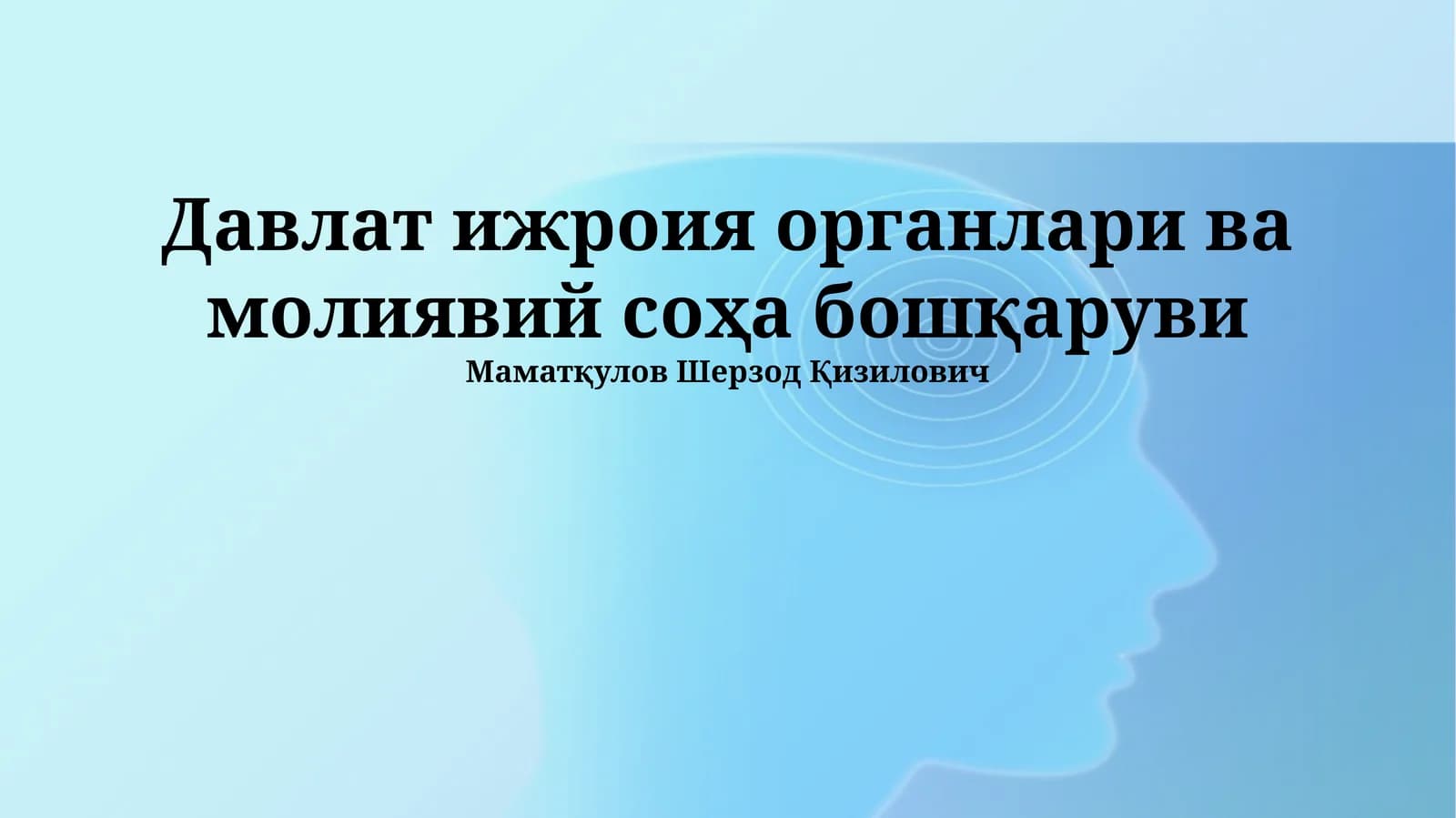 Давлат ижроия органлари ва молиявий соҳа бошқаруви