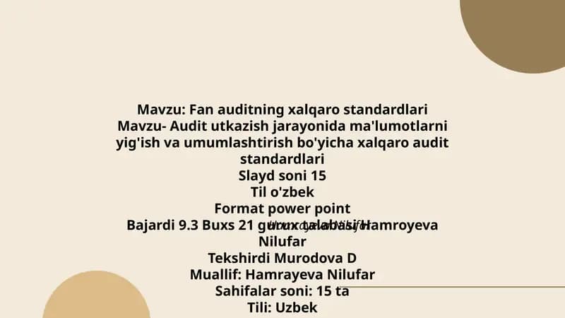 Fan auditning xalqaro standardlari