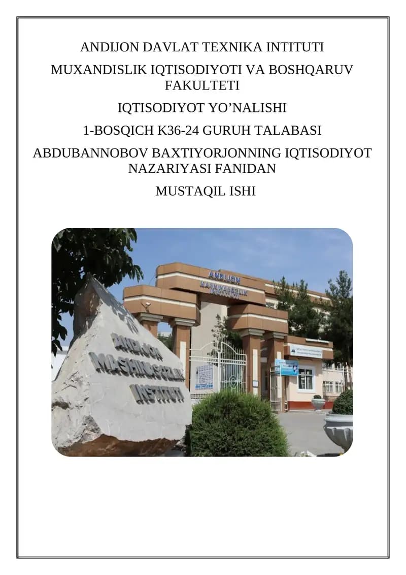 O'zbekistonda milliy hisoblar tizimi, holati va istiqbollari