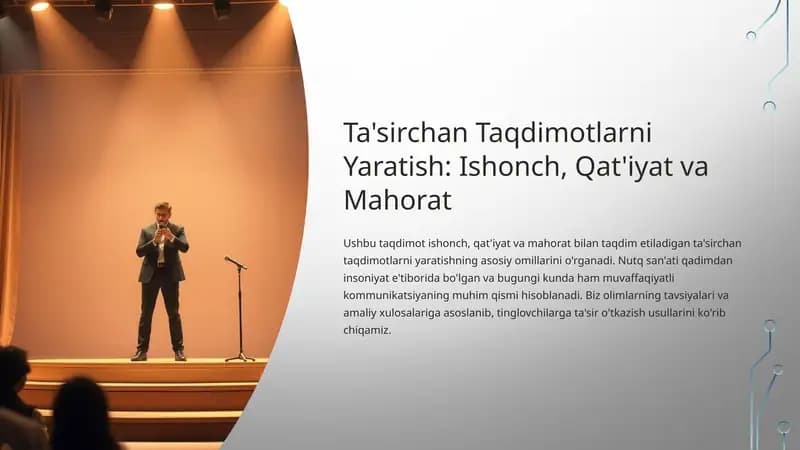 Ta'sirchan Taqdimotlarni Yaratish: Ishonch, Qat'iyat va Mahorat