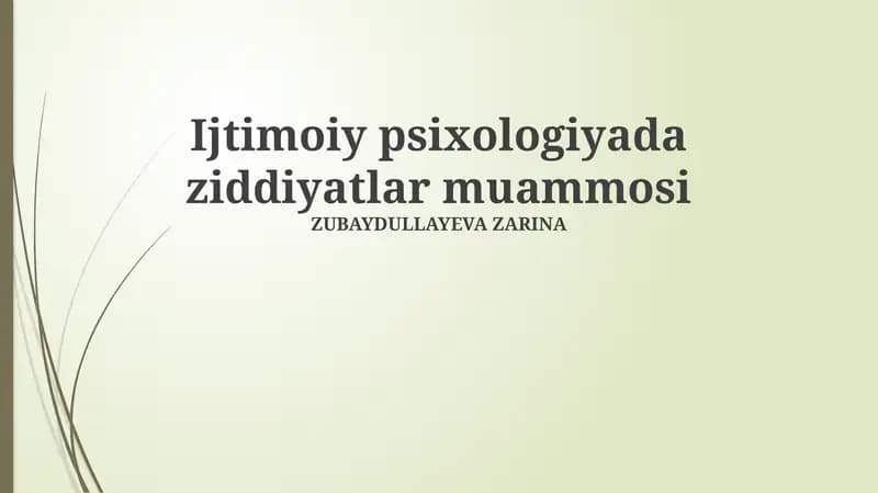 Ijtimoiy psixologiyada ziddiyatlar muammosi