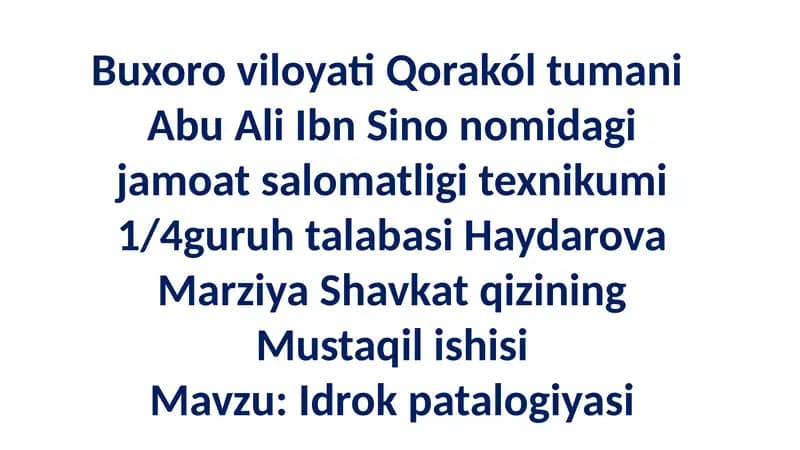 Idrok Patalogiyasi