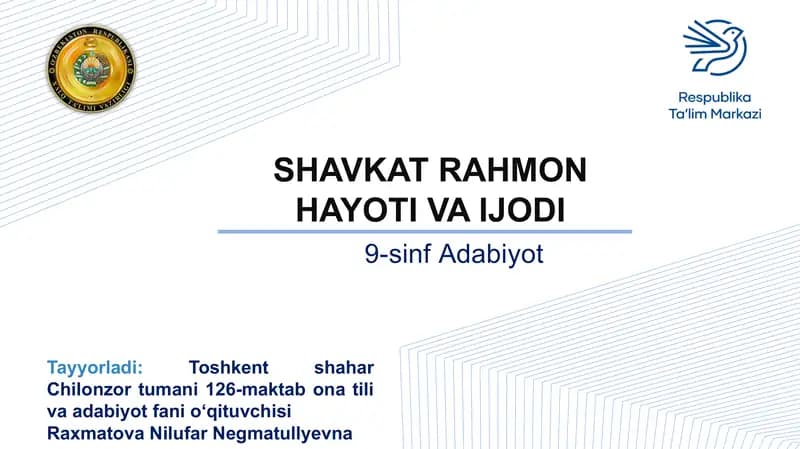 Adabiyot fanidan ma'ruzalar