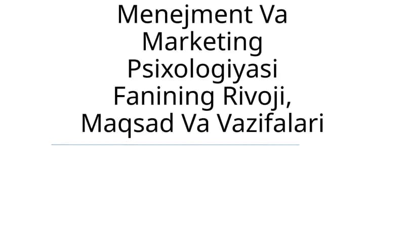 Boshqaruv Psixologiyasi Fanining Rivoji