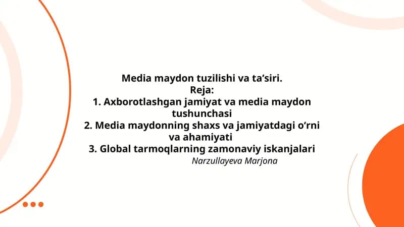 Media maydon tuzilishi va ta'siri