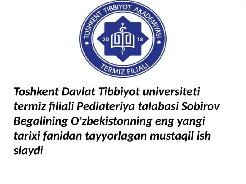 O'zbekistonning eng yangi tarixi 9-mustaqil ish