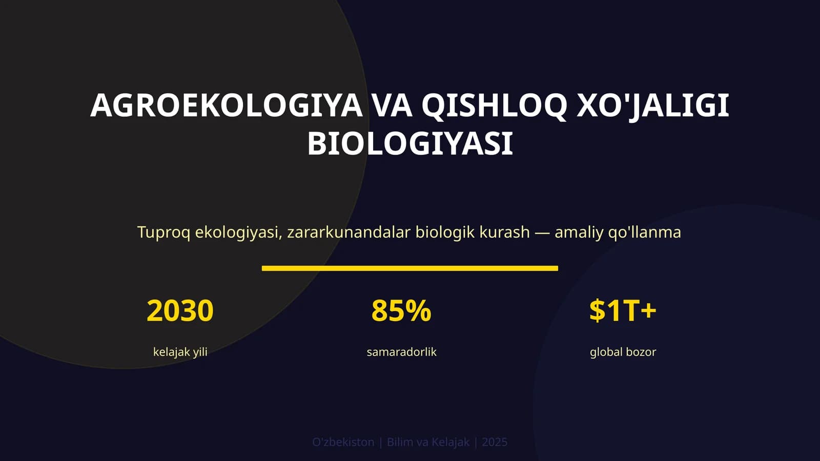 AGROEKOLOGIYA VA QISHLOQ XO'JALIGI BIOLOGIYASI