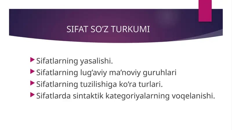 Sifat so'z turkumi