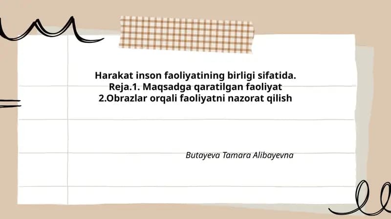 Harakat inson faoliyatining birligi sifatida
