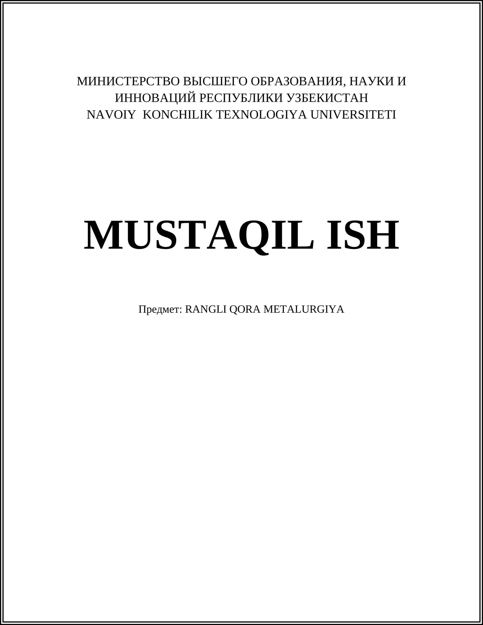 RANGLI QORA METALURGIYA