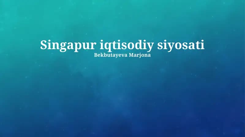 Singapur iqtisodiy siyosati