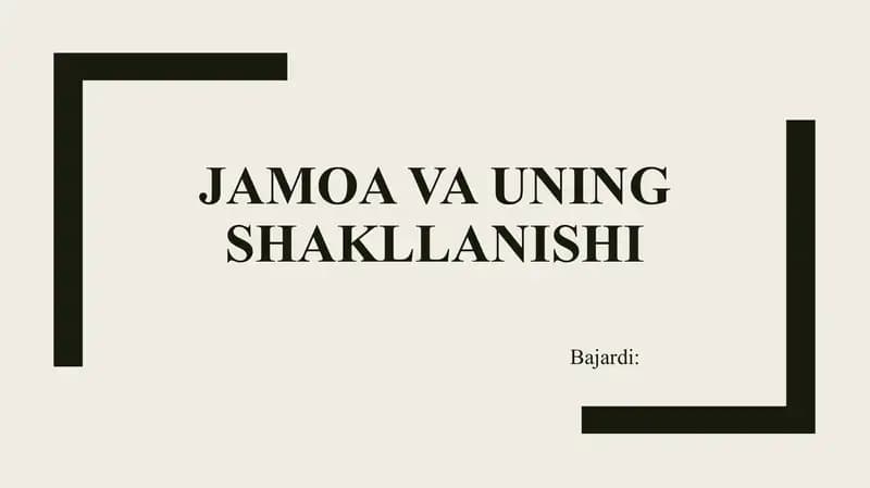 Jamoa va uning shakllanishi
