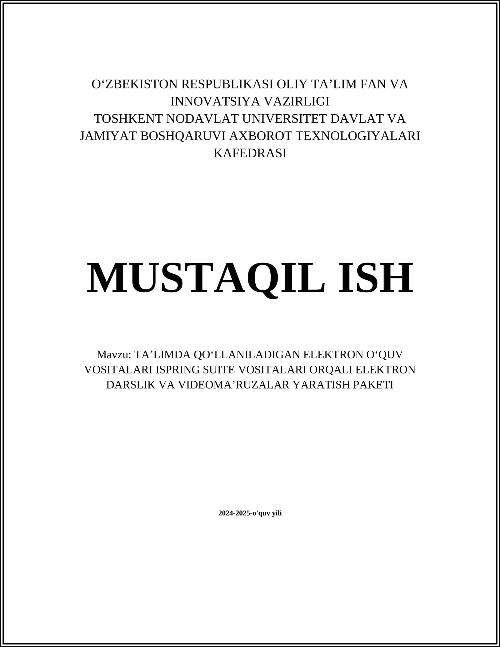 TAʼLIMDA QOʻLLANILADIGAN ELEKTRON OʻQUV VOSITALARI ISPRING SUITE VOSITALARI