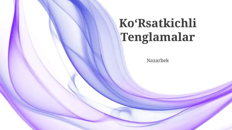 KoʻRsatkichli Tenglamalar