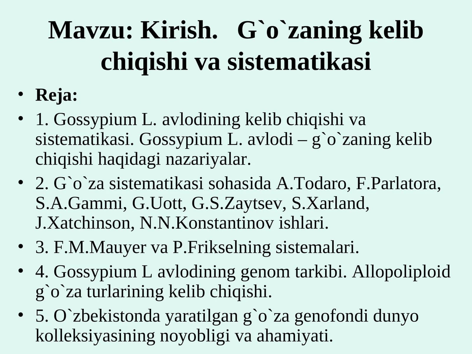 G`o`zaning kelib chiqishi va sistematikasi