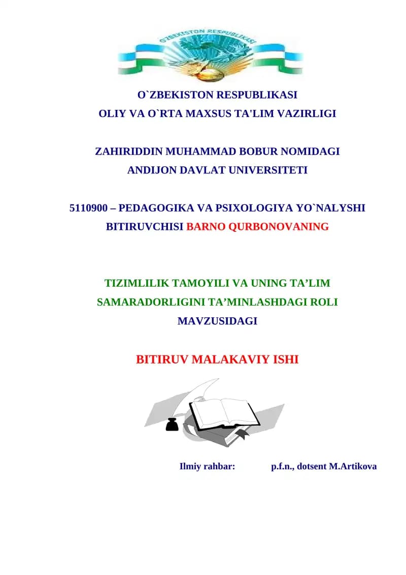 TA’LIM TIZIMI VA UNING JAMIYAT IJTIMOIY-IQTISODIY HAYOTIDA TUTGAN O‘RNI