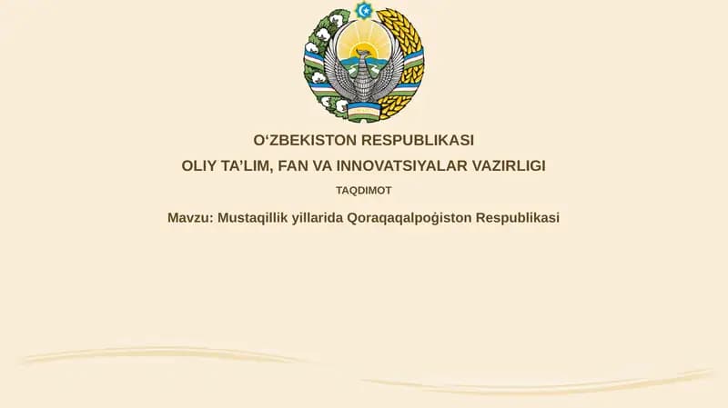 Mustaqillik Yillarida Qoraqalpogʻiston Respublikasi
