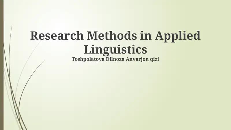 Research Methods in Applied Linguistics