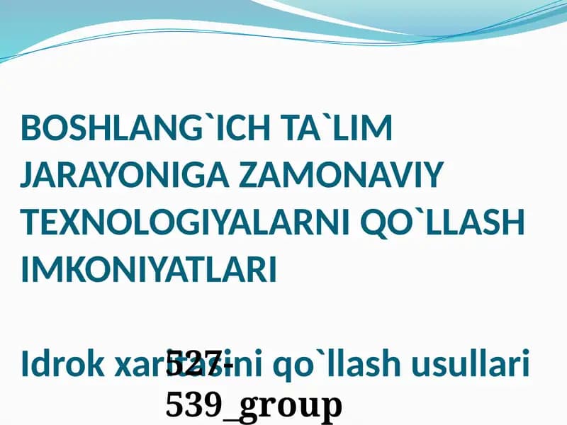 BOSHLANG`ICHTA`LIM JARAYONIGA ZAMONAVIY TEXNOLOGIYALARNI QO`LLASH IMKONIYATLARI