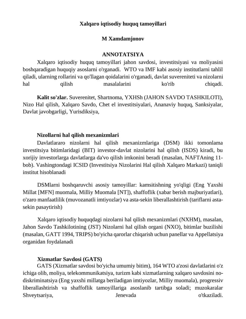 Xalqaro iqtisodiy huquq tamoyillari