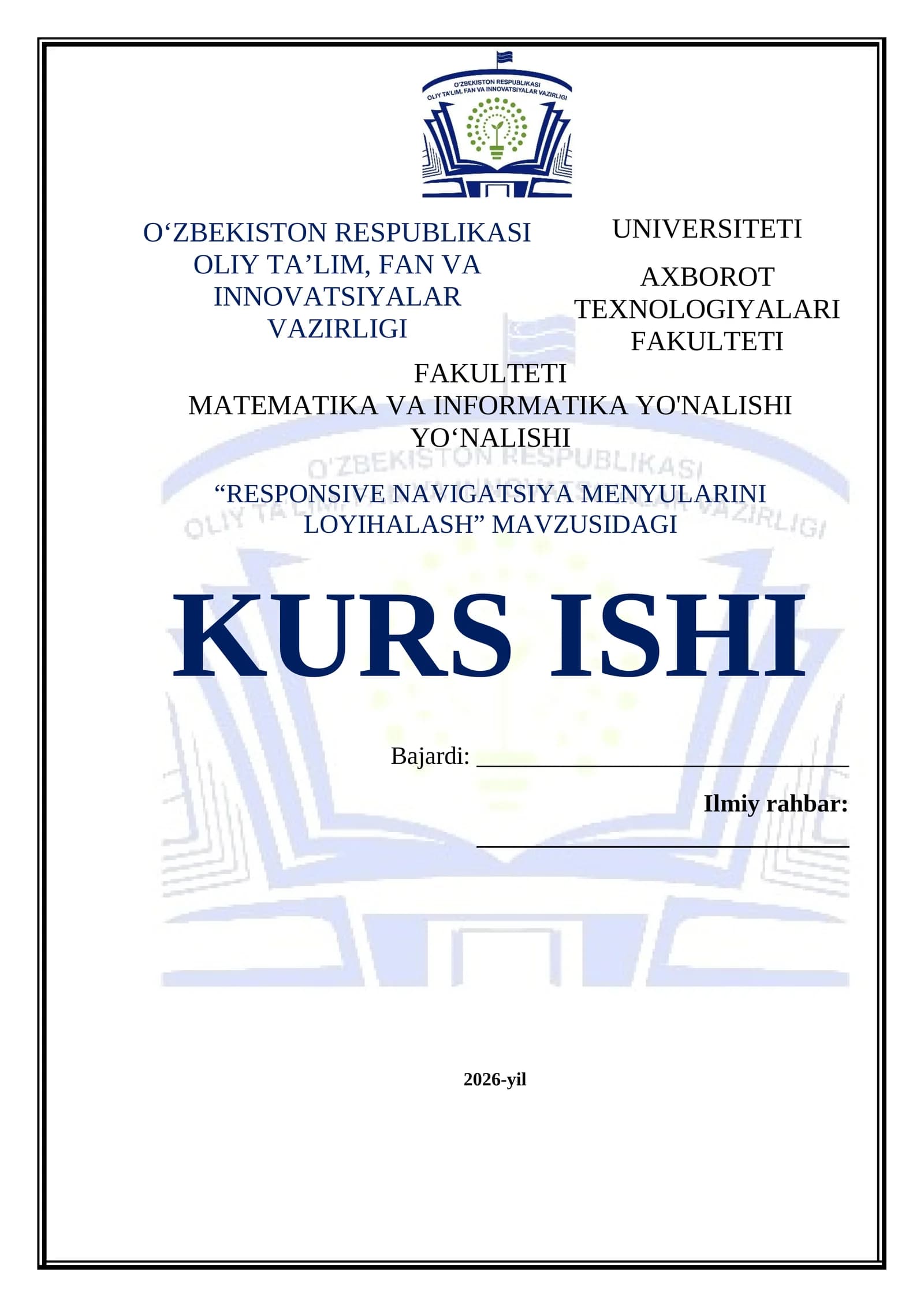 Responsive navigatsiya menyularini loyihalash