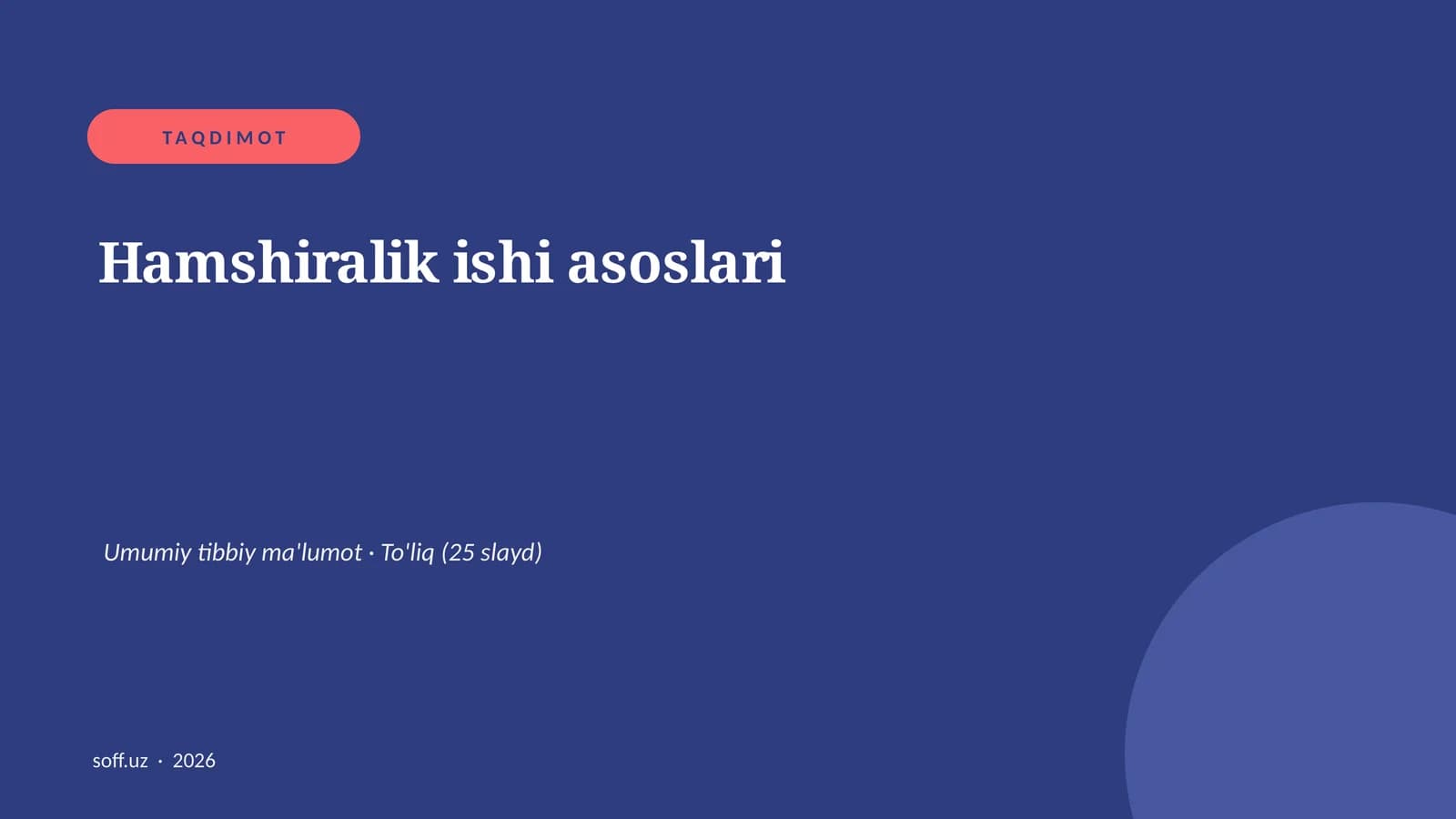 Hamshiralik ishi asoslari