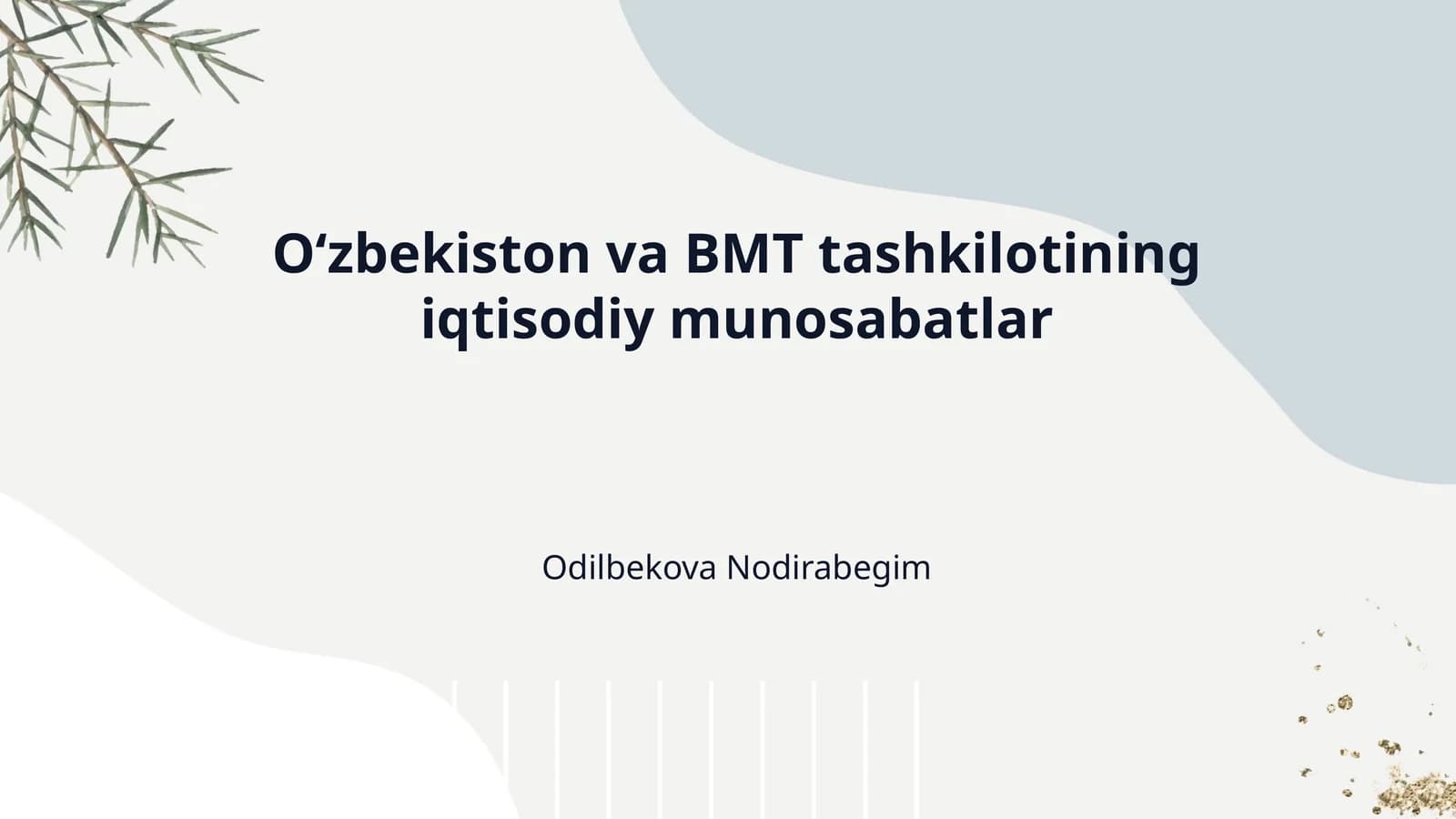 O‘zbekiston va BMT tashkilotining iqtisodiy munosabatlar