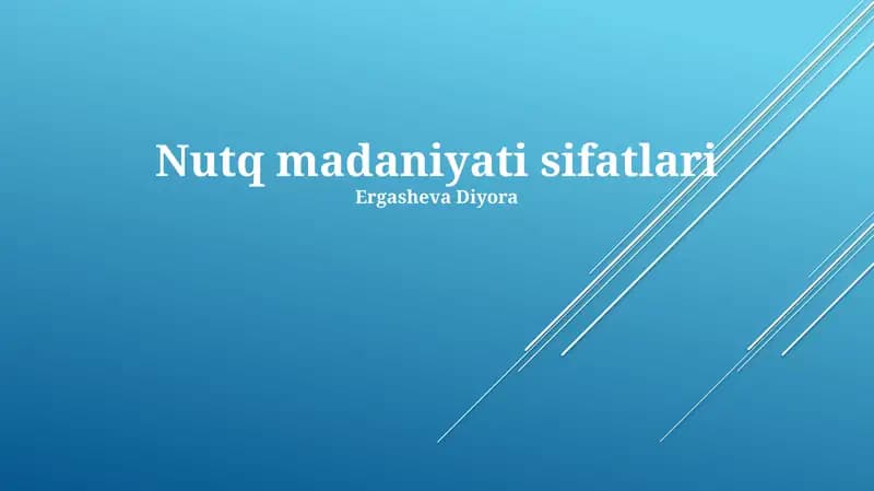 Nutq Madaniyatini Rivojlantirish