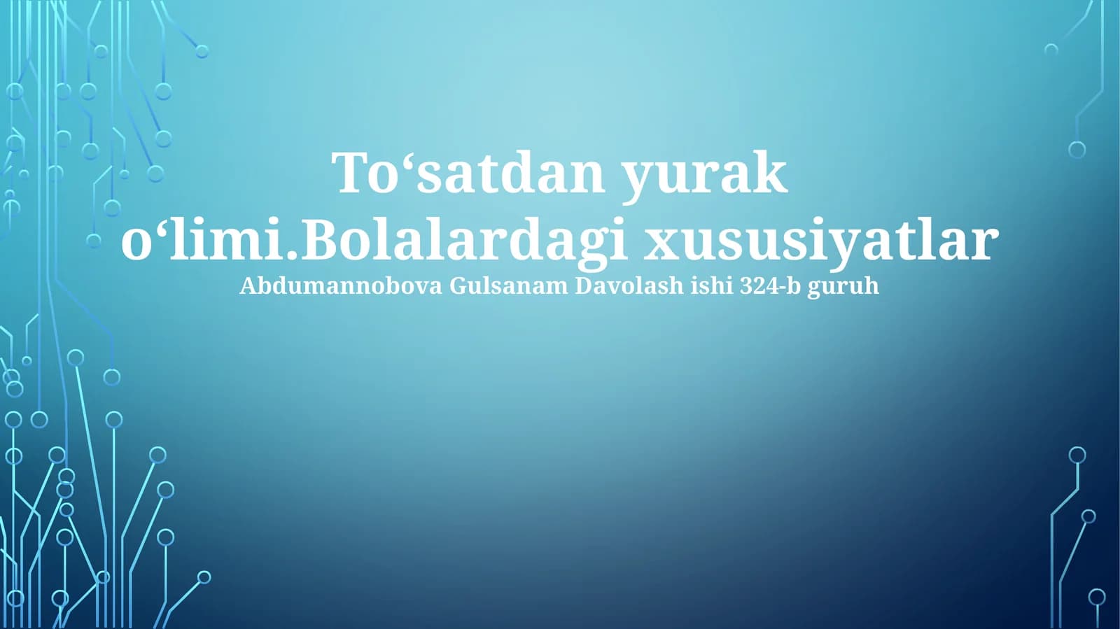 Toʻsatdan yurak oʻlimi.Bolalardagi xususiyatlar