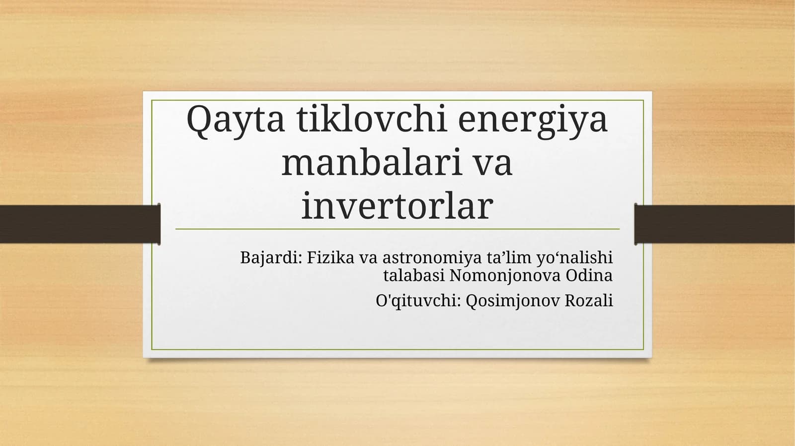 Qayta tiklovchi energiya manbalari va invertorlar
