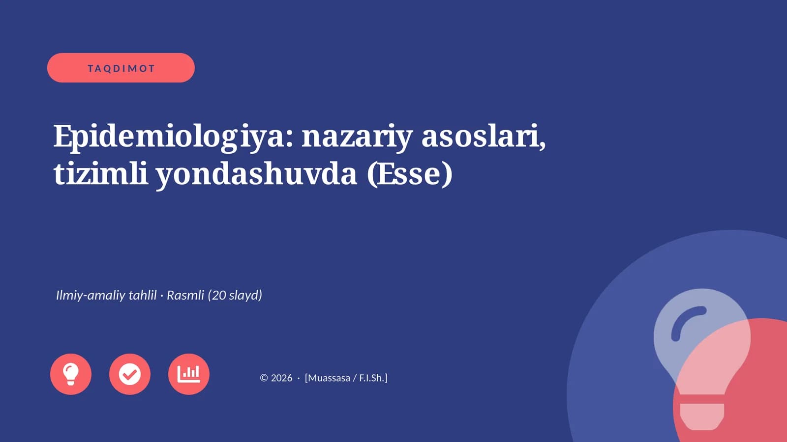 Epidemiologiya: nazariy asoslari, tizimli yondashuvda (Esse)