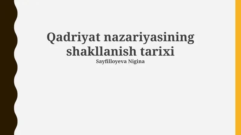 Qadriyat nazariyasining shakllanish tarixi