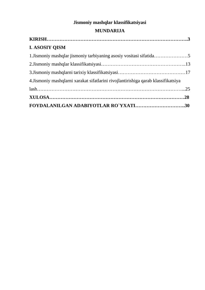 Jismoniy mashqlar klassifikatsiyasi