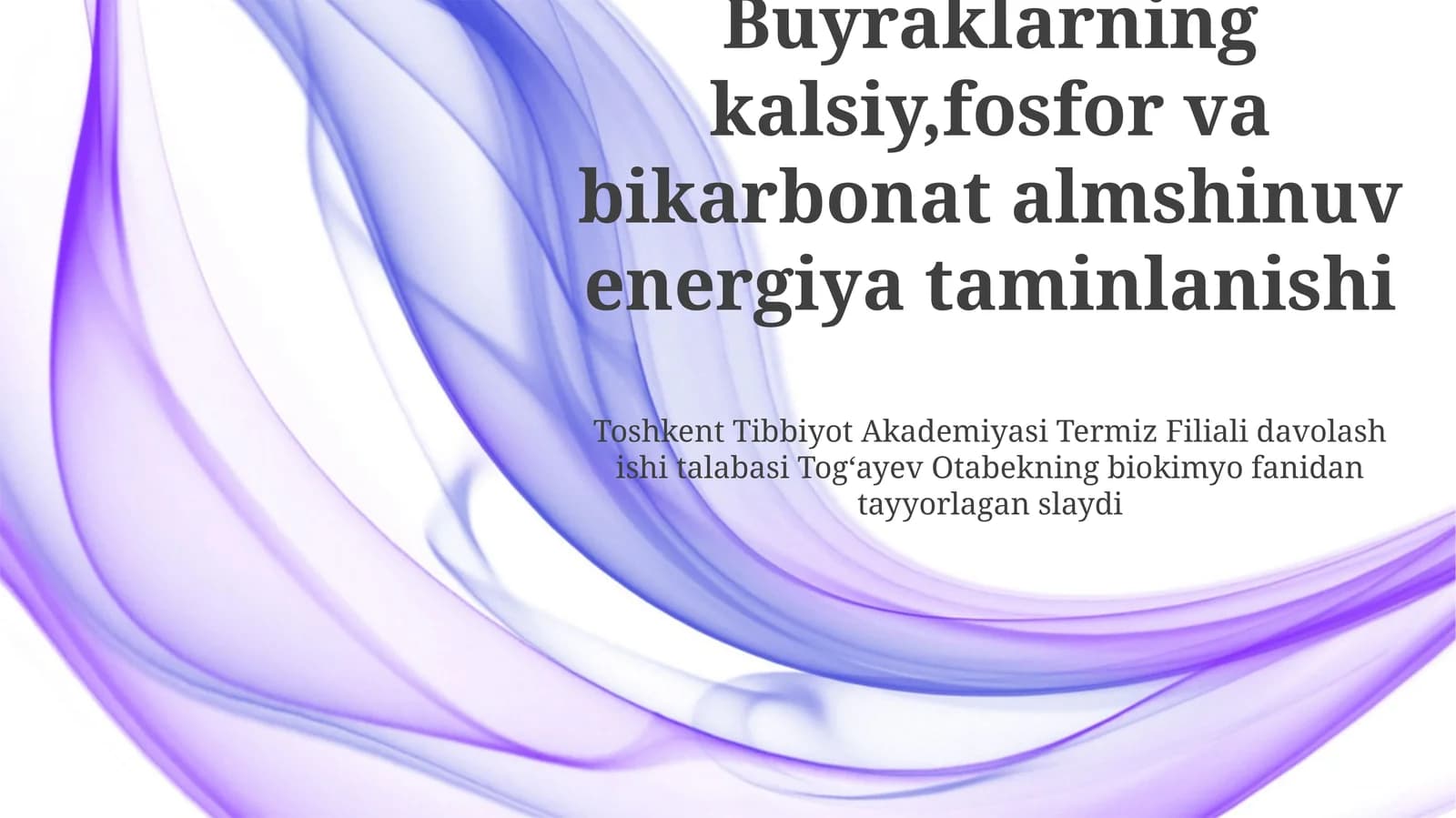 Buyraklarning kalsiy,fosfor va bikarbonat almshinuv energiya taminlanishi