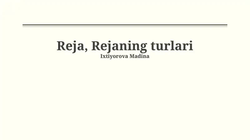 Reja, Rejaning turlari