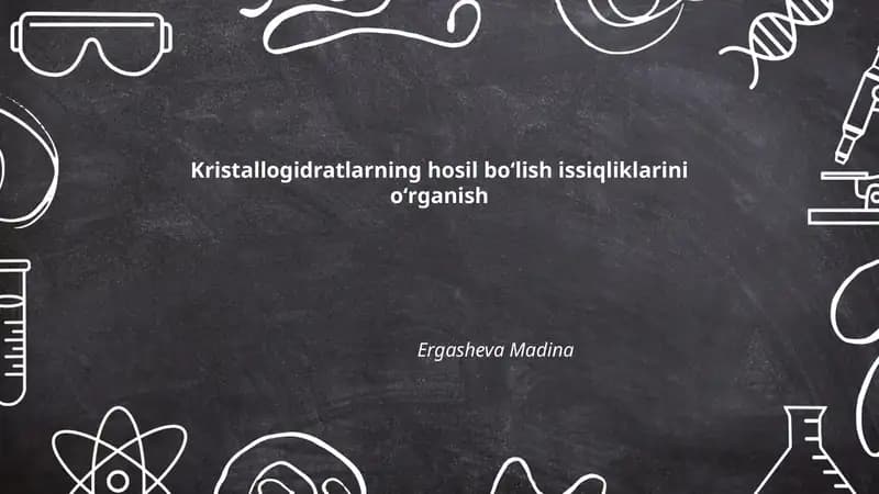 Kristallogidratlarning hosil boʻlish issiqliklarini oʻrganish