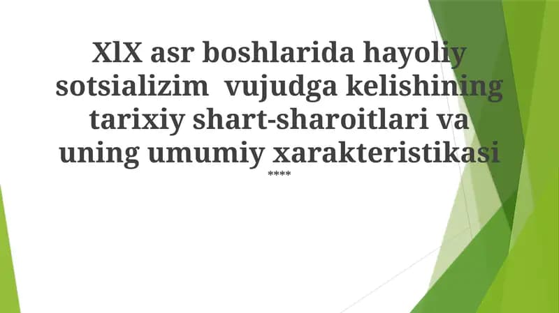 Utopiya Sotsializmining Asosiy Xususiyatlari