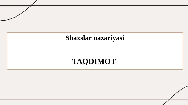 Shaxslar nazariyasi