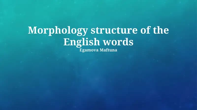 Morphology structure of the English words