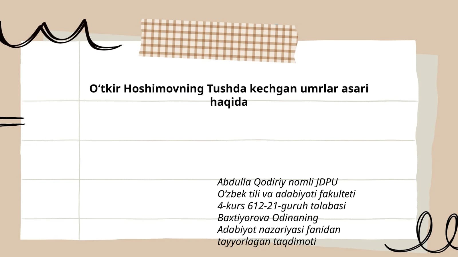 Adabiyot nazariyasi fanidan taqdimoti