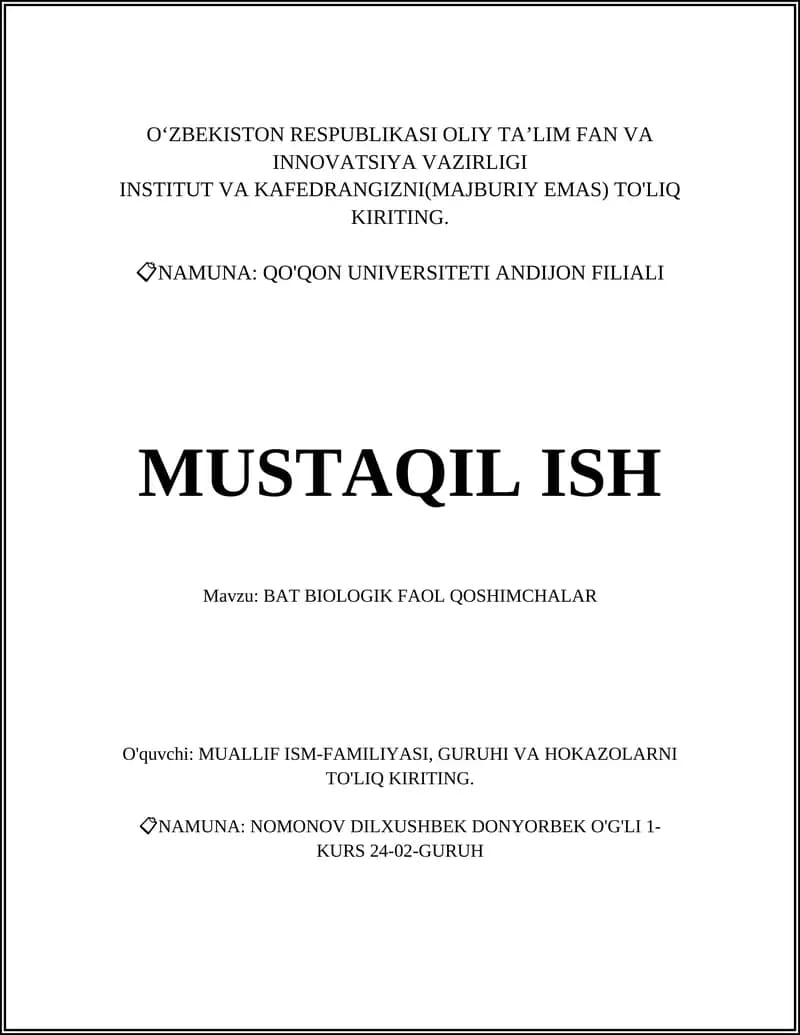 Biologik Faol Qoshimchalar