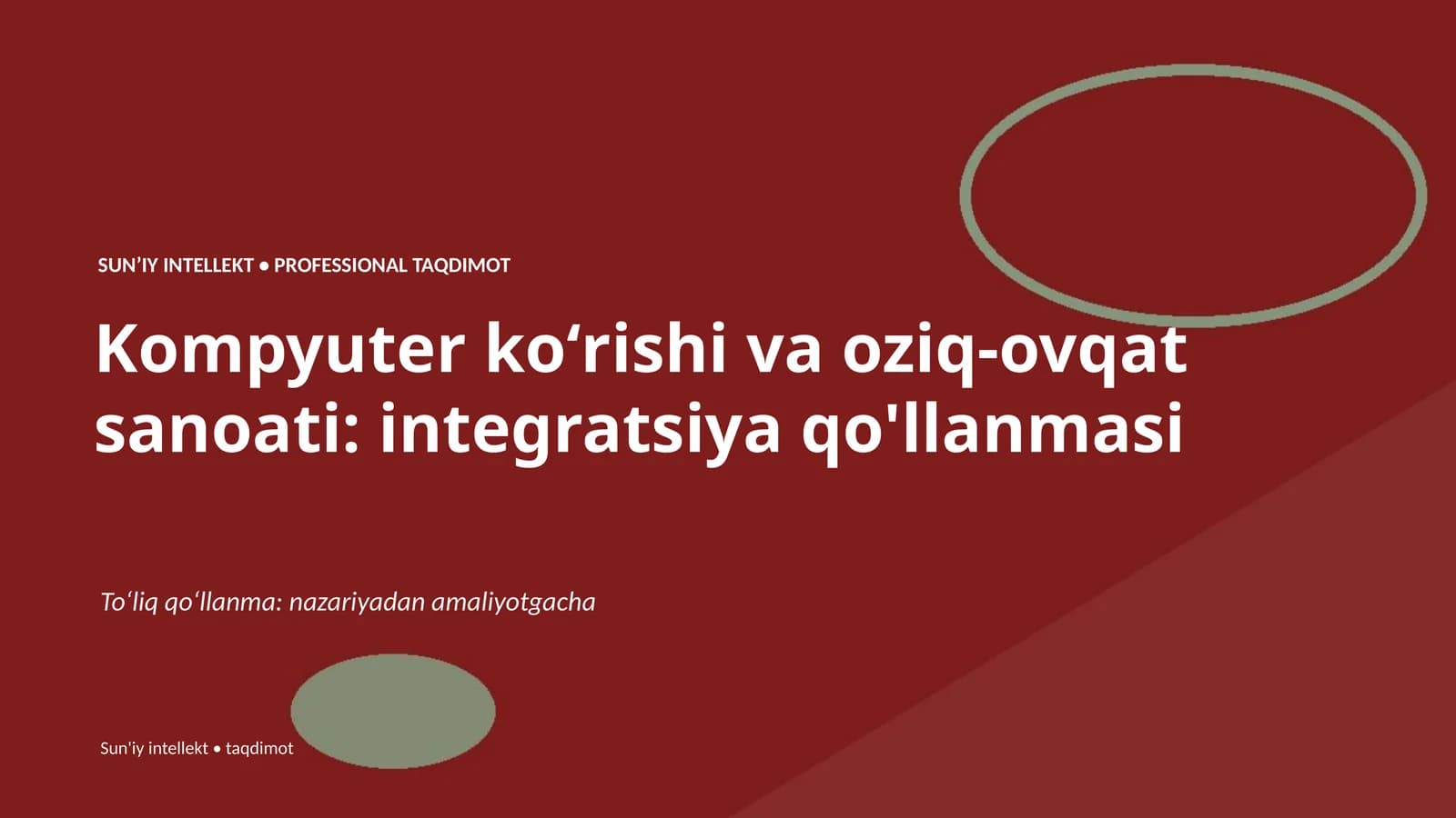 Kompyuter koʻrishi va oziq-ovqat sanoati: integratsiya qo'llanmasi